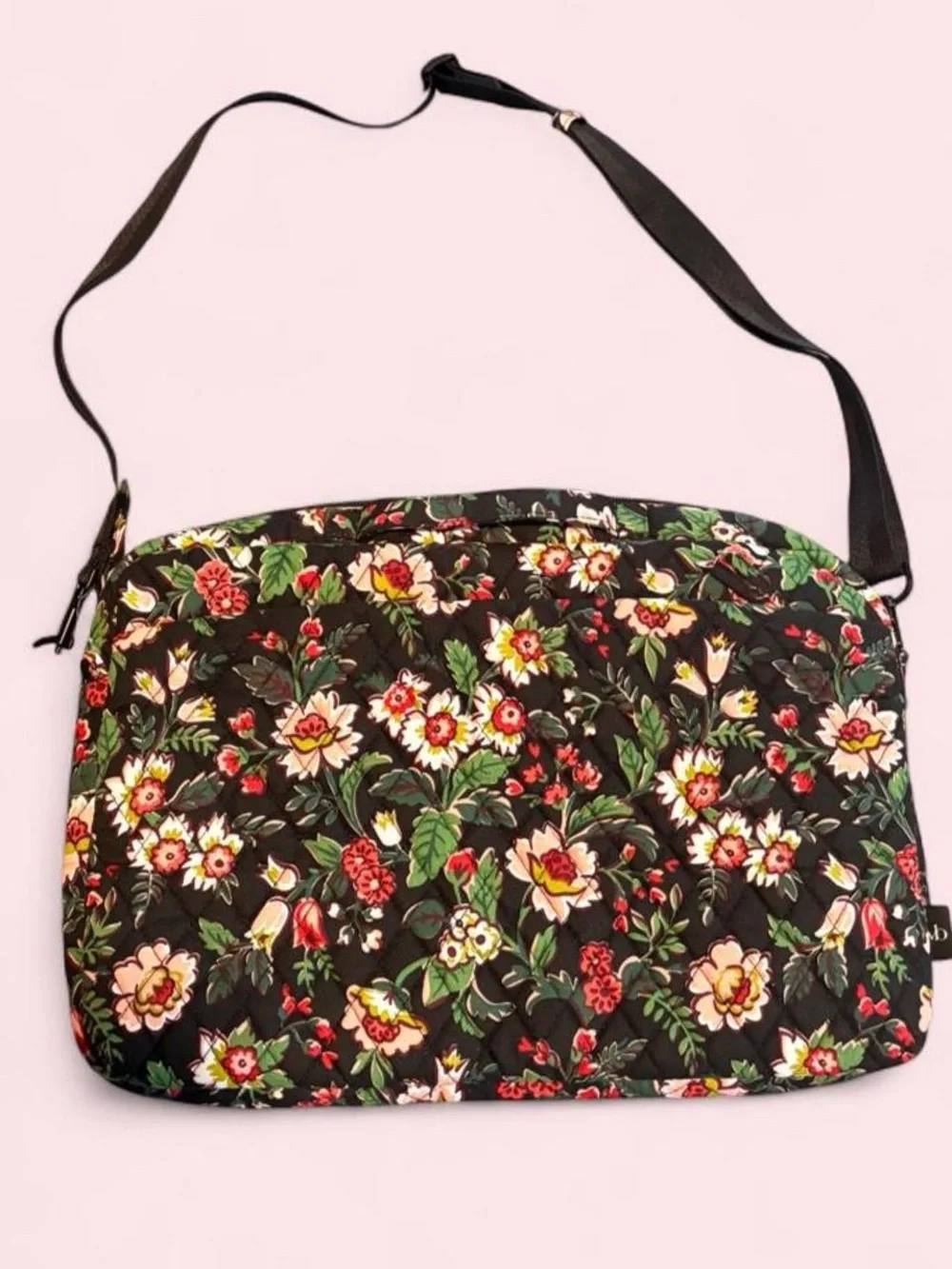 Vera Bradley Hidden Hearts Quilted Cotton Laptop Crossbody Bag